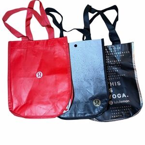 lululemon athletica Red, Black, and Gray Tote Bags